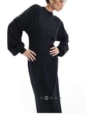 Black Crewneck Long-Sleeve Sweater Shirt dress